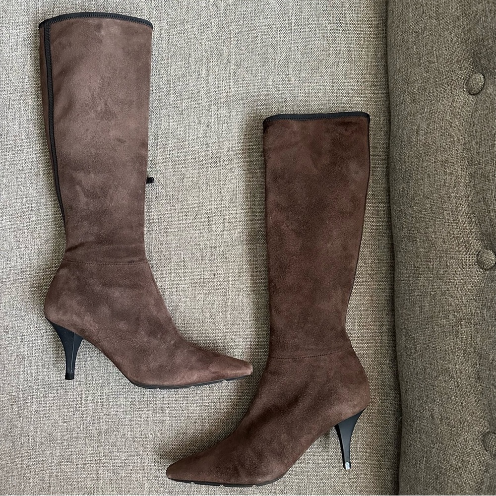 Vintage Prada brown suede stretch heeled boots